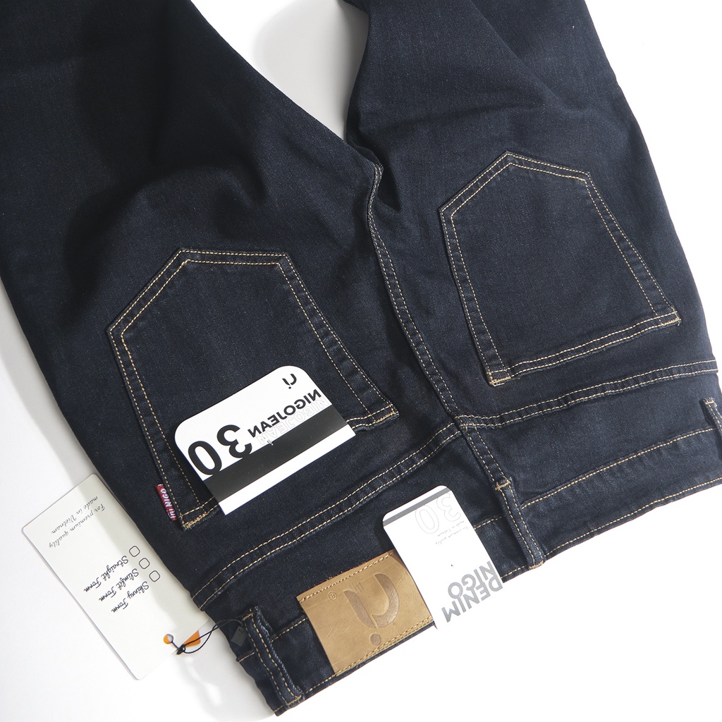 Quần jean nam skinny tape QJ06 Nigo ống ôm màu xanh navy co dãn ống ôm cao cấp