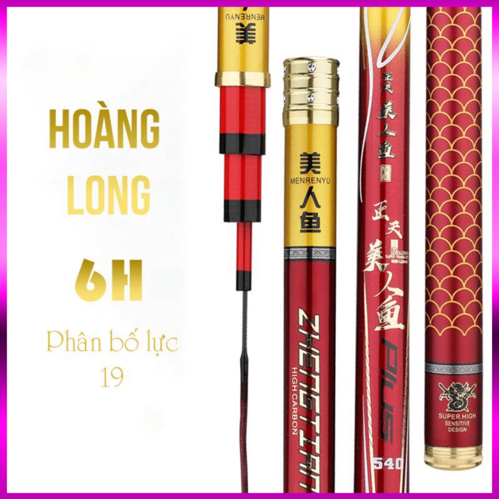 Cần câu tay Lôi Hỏa Hoàng Long 6H chuyên câu đơn câu đài tặng ngọn