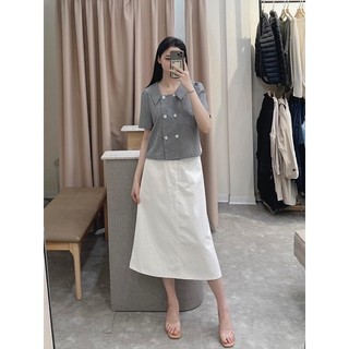 Áo sơ mi cổ sen caro