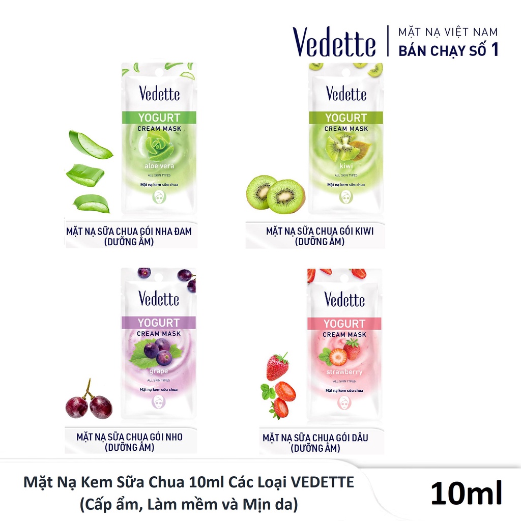 Mặt Nạ Kem Sữa Chua 10ml Các Loại VEDETTE - Cấp ẩm, Làm mềm và Mịn da