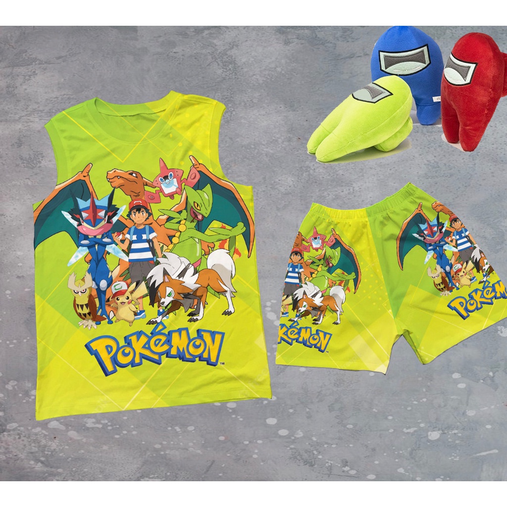 Quần ao Pokemon bé trai chất thun lạnh thái cao cấp mềm mại in 3D 10-60kg SUSHI KIDS