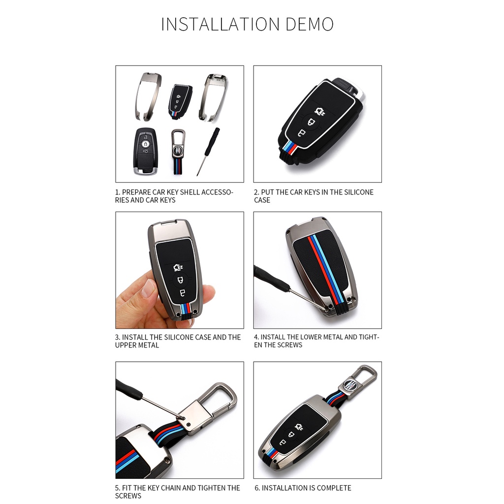 Bao Da, Vỏ Bảo Vệ, Ốp Chìa Khóa, Bọc Chìa Khóa Phản Quang Dùng Cho Xe Ô Tô Ford Ecosport, Everest, Ranger, Explorer 2019