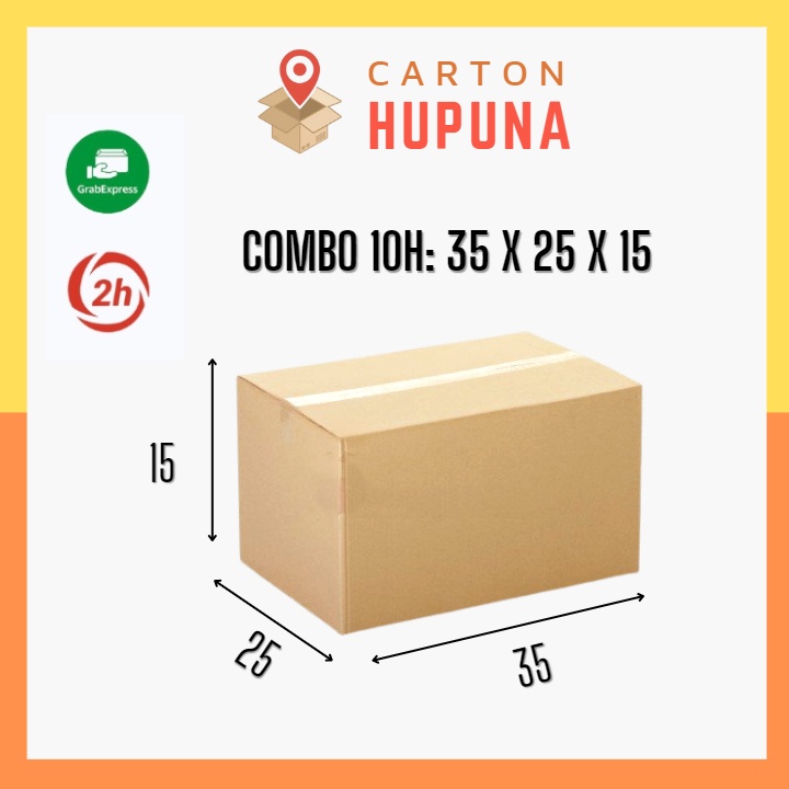 [Sỉ/Lẻ] Combo 10 Hộp carton 35x25x15, thùng carton 3 lớp chuyên đóng gói hàng hoá, vận chuyển đồ đạc