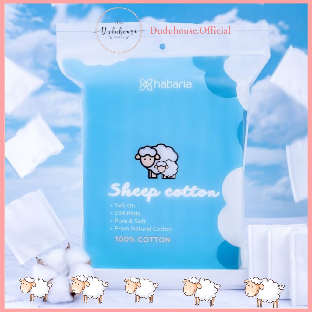 Bông Tẩy Trang Cừu Habaria Sheep 100% Cotton Túi 234 Miếng Duduhouse