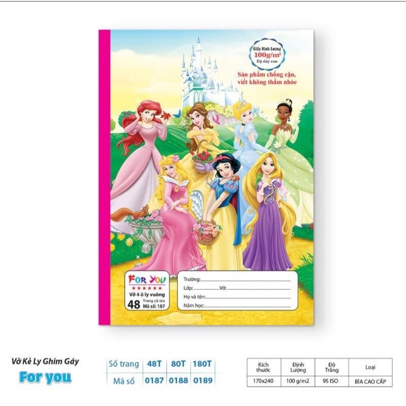 Tập 5-10 vở 4 Ôly 6 sao 48/80 trang hình công chúa, siêu nhân Phúc Thịnh