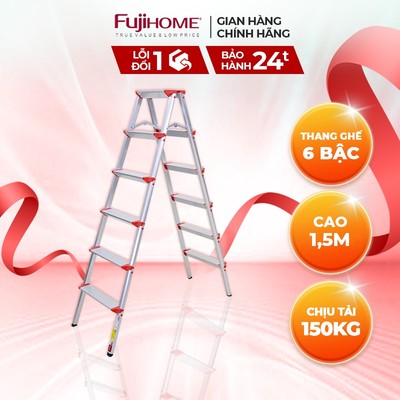 Thang nhôm gấp chữ A FUJIHOME DL-206 3-4-5-6 bậc gọn nhẹ chắc chắn - Bảo hành điện tử toàn quốc