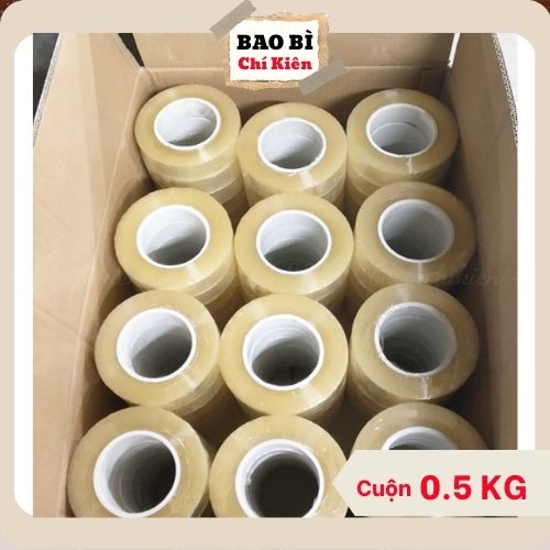 Băng Dính 0.5KG Lõi Mỏng Băng Keo Trong Hoặc Đục Dán Thùng Siêu Dính Băng Dán Đóng Hàng Giá Rẻ
