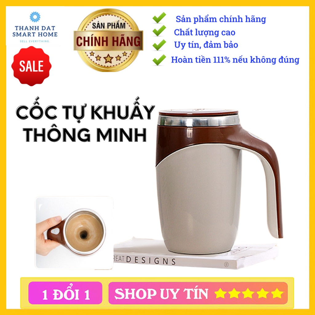 Cốc Tự Khuấy Thông Minh, Cốc pha cafe tự khuấy, Cốc Xoay 360 Độ, Khuấy Tự Động Bằng Một Nút Bấm Không Cần Thìa, Tiện Lợi