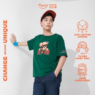 Áo Thun Tay Lỡ Unisex Papaya Bear Form Rộng Cotton Phông Nam Oversize Local Brand In Hình