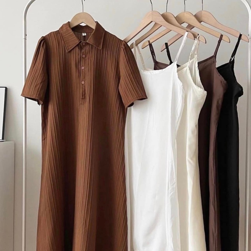 Váy Polo Cổ Đức Dáng Dài Nhiều Màu Freesize Tặng Kèm Váy 2 Dây