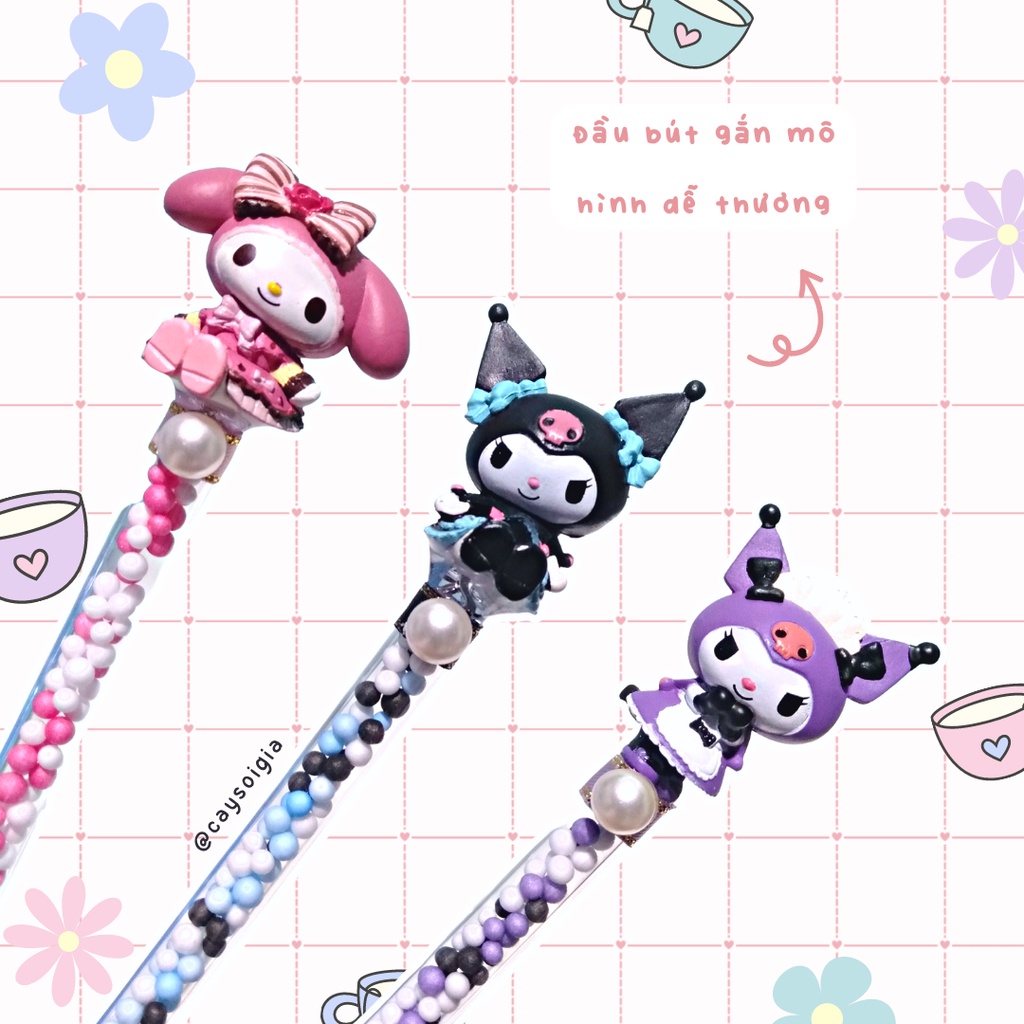 S107 - Bút dao rọc giấy thỏ Kuromi và Melody tiệc trà chiều dễ thương unbox đơn hàng, cắt sticker băng dán washi tape