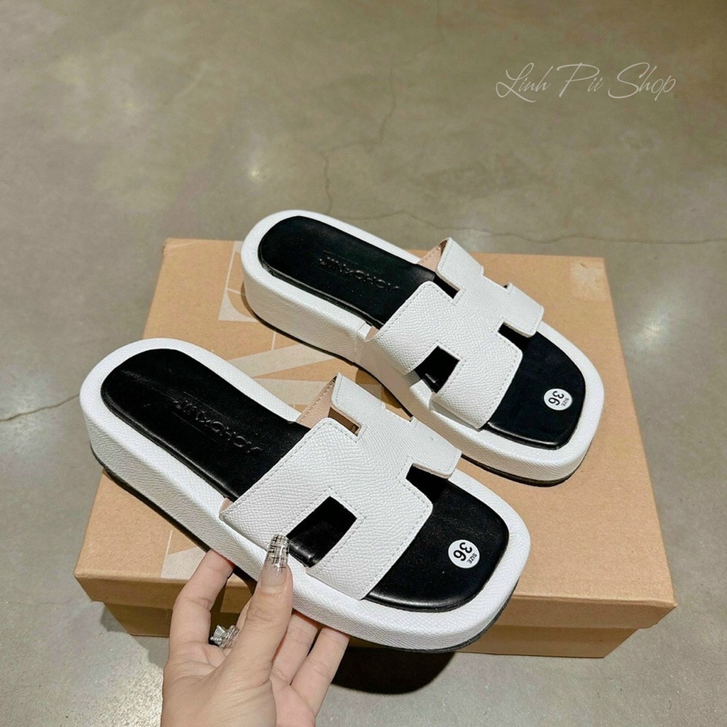 Dép chữ H đế bánh mì 3p bọc da siêu xinh