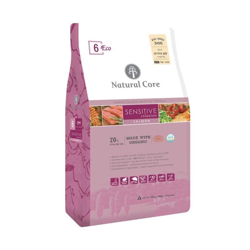 1kg túi nguyên natural core cho chó nhạy cảm cá hồi