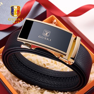 Thắt lưng nam cao cấp GUSKI chính hãng hàng hiệu da bò thật G2