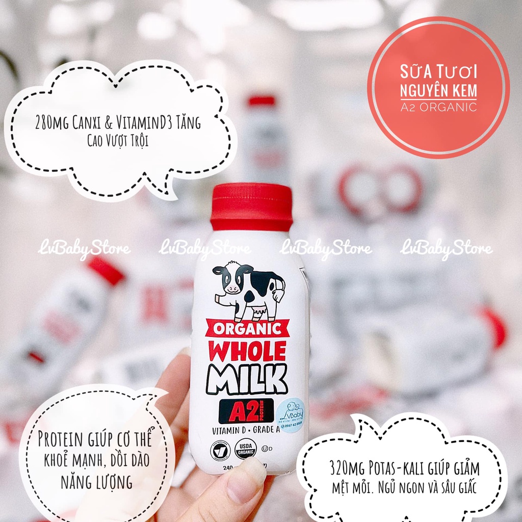 Sữa Tươi A2 Organic Whole Milk dành cho bé từ 1 tuổi