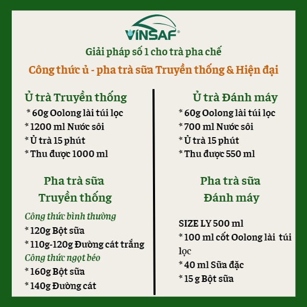 TRÀ OLONG LÀI TÚI LỌC VINSAF 600gr
