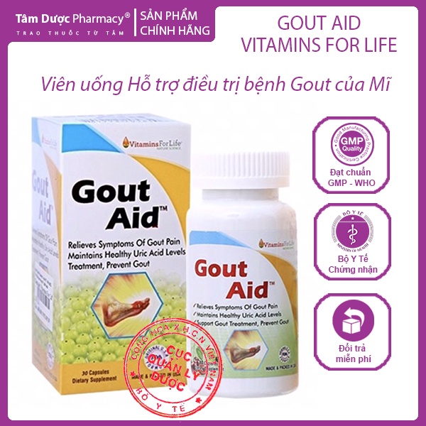 GOUT AID - Mỹ Hỗ trợ điều trị, phòng ngừa bệnh gút, viêm khớp, tăng acid uric