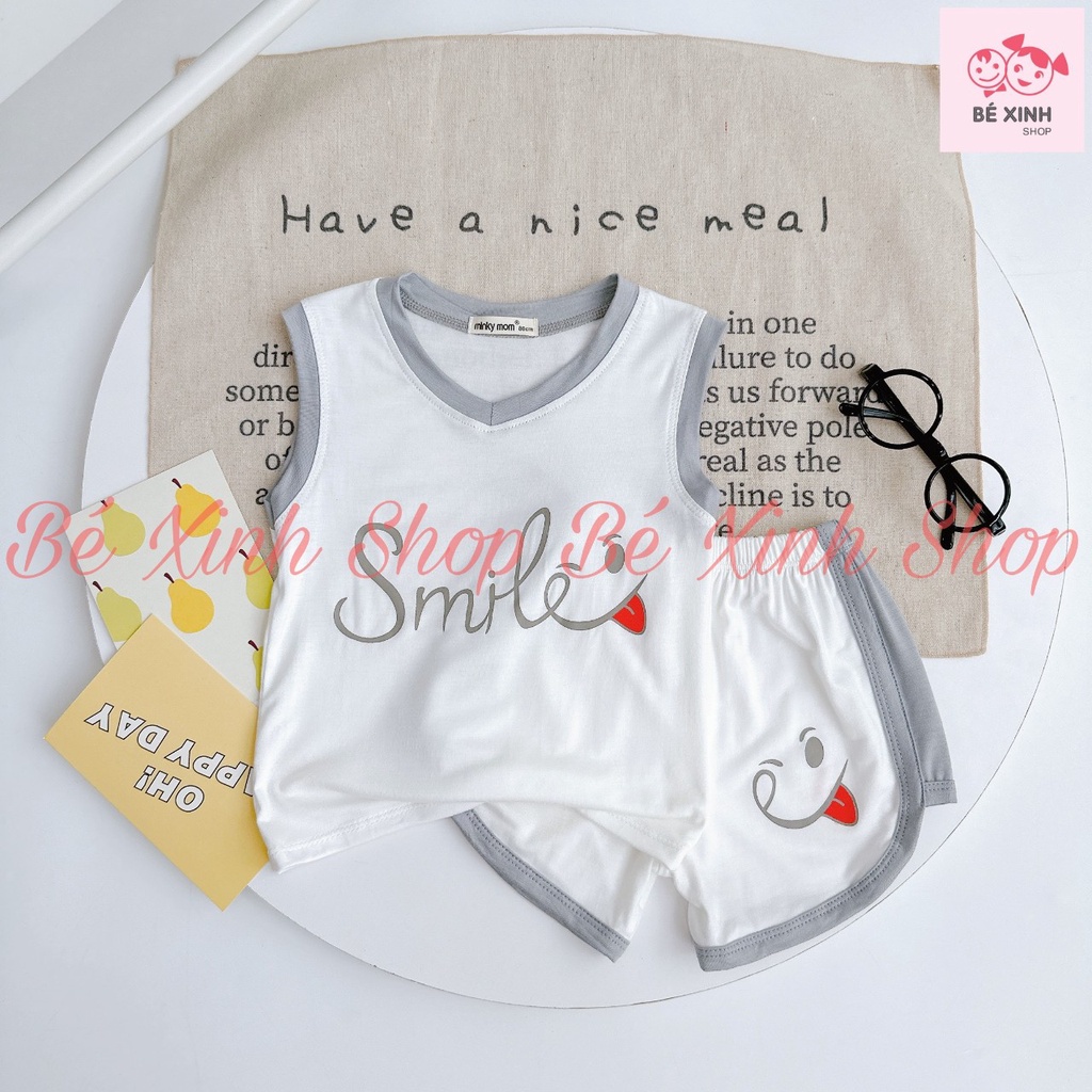 Đồ Bộ Áo Quần Ba Lỗ Cho Bé Trai Bé Gái Minky Mom  Bộ Sát Nách Thun Lạnh Ba Lỗ Cho Trẻ Em Trai Gái BA LỖ SMILE