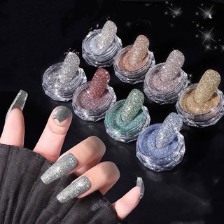Set nhũ rắc flash 8 hũ, set nhũ kim tuyến nail - Nhũ flash siêu sáng trang trí móng