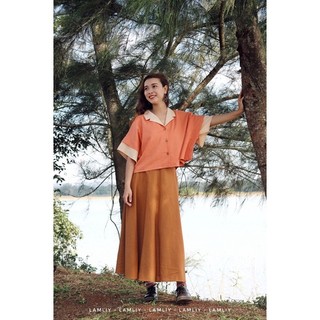 Áo cổ vest phối cổ-tay linen