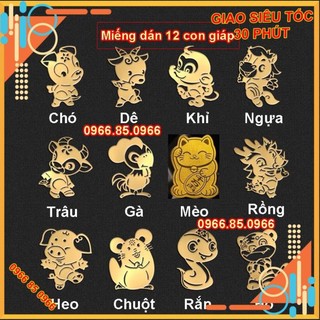 Linh phù miếng dán 12 con giáp bằng vàng