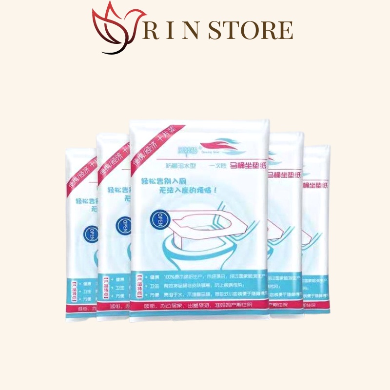 Giấy Lót Bồn Cầu Tự Phân Hủy - Set 10 Miếng - Chống Thấm Nước, Dính Chắc Chắn - Nhỏ Gọn, Vô Trùng, Sạch Sẽ Tiện Lợi RIN