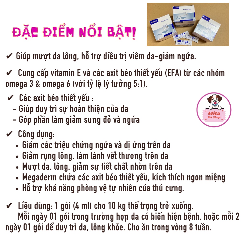 Gel dưỡng lông da cho chó mèo Virbac Megaderm