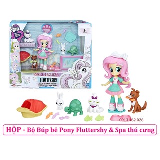 Fluttershy & Spa thú cưng - Pet Spa Playset🌻HỘP Búp bê Pony 12cm kèm Phụ kiện như hình - Búp bê My Little Pony