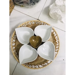 Khay lẩu kem màu trắng gốm sứ Bát Tràng