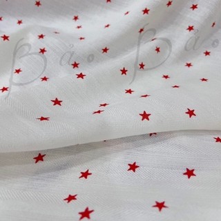 Vải Xô Cotton Dệt Hoạ Tiết Ngôi Sao Đỏ Khổ 1m45
