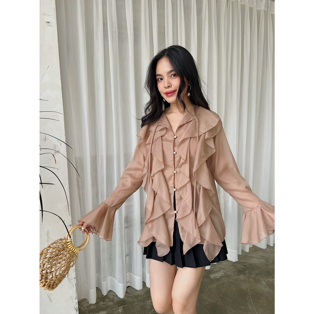 WHITELAZZ │Áo sơ mi voan bèo nhún - Levoan Ruffled Sleeve Shirt