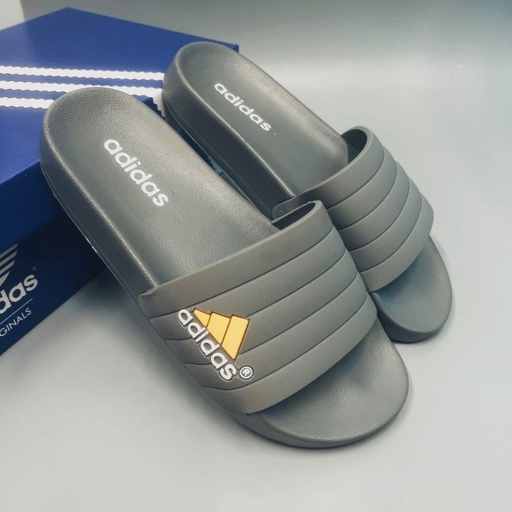 Dép Đế Cao 3 Phân Kiểu Dáng Quai Ngang Unisex, Dép Nam Adidas Chính Hãng Đúc Màu Xám