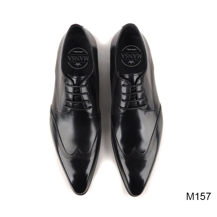 Giày buộc dây nam derby đục lỗ wingtip M157( có ảnh thật, BH 12 tháng)