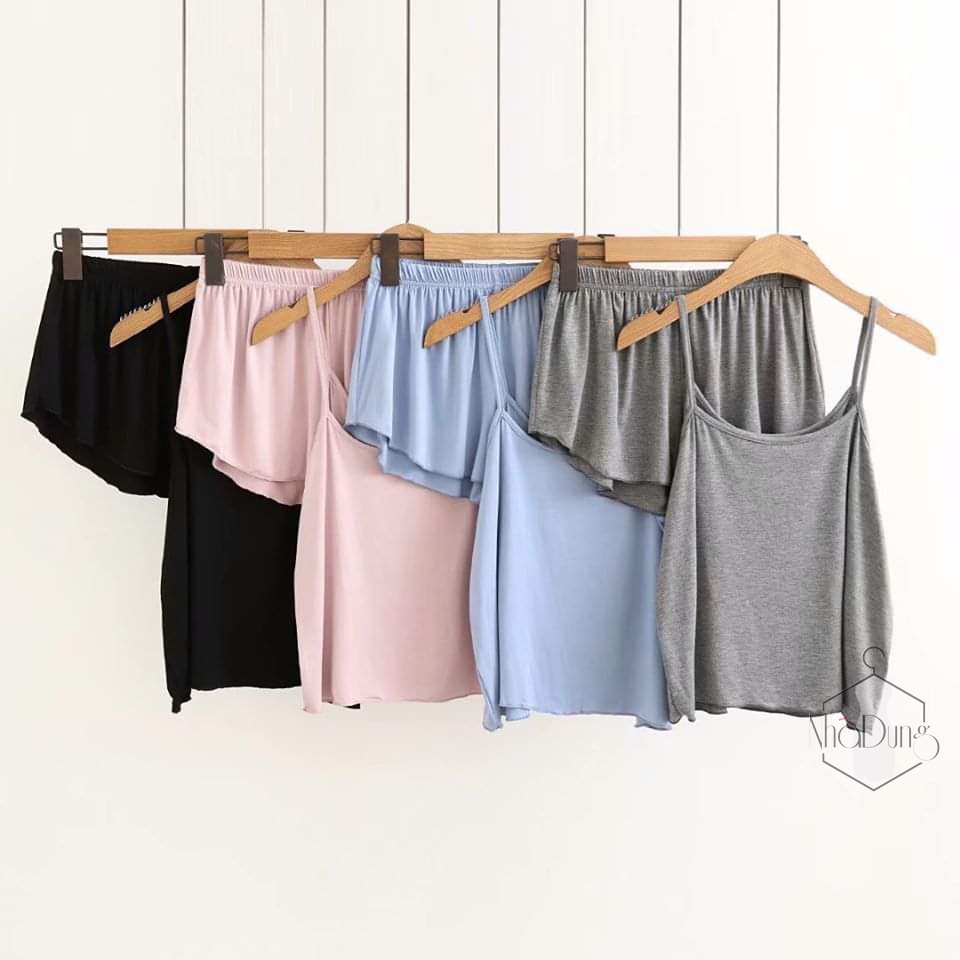 Đồ bộ nữ đồ mặc nhà set đồ nữ hai dây trơn vải thun lạnh 4 chiều Nhã Dung Store dưới 65kg sexy siêu mát mẻ siêu rẻ
