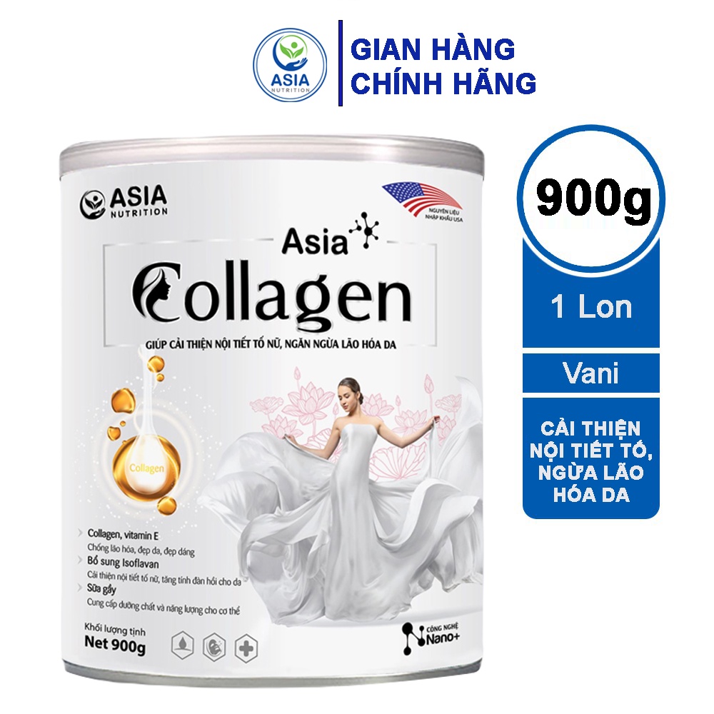 Sữa bột dinh dưỡng Asia Collagen ASIA NUTRITION 900g giúp cải thiện nội tiết tố nữ và ngăn ngừa lão hóa