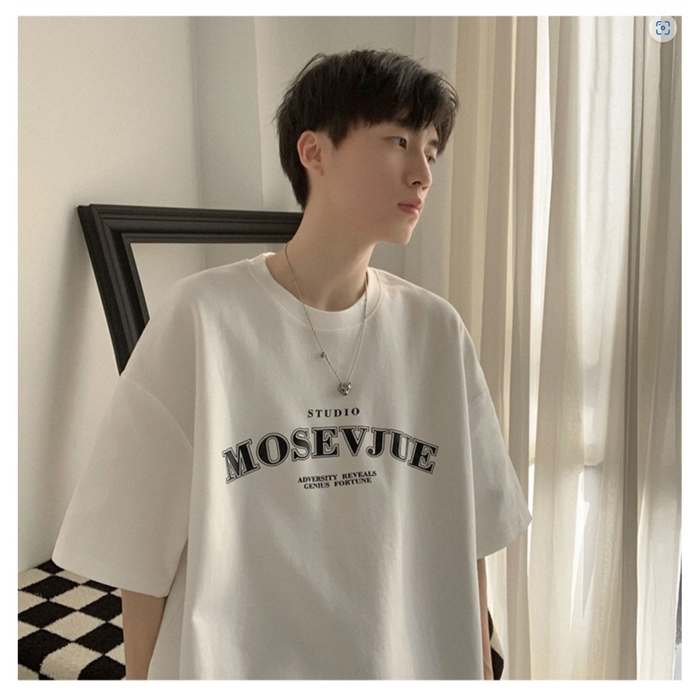 Áo thun Unisex tay lỡ form rộng nam nữ in MOSEVJUE STUDIO - 100% COTTON