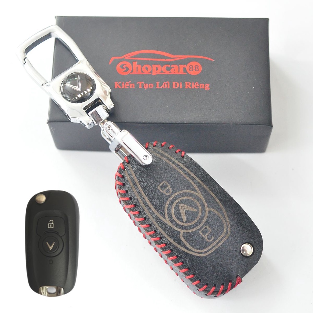 Bao Da chìa khoá xe Vinfast Fadil. chìa cơ chuôi gập. Da Bò chuẩn mẫu