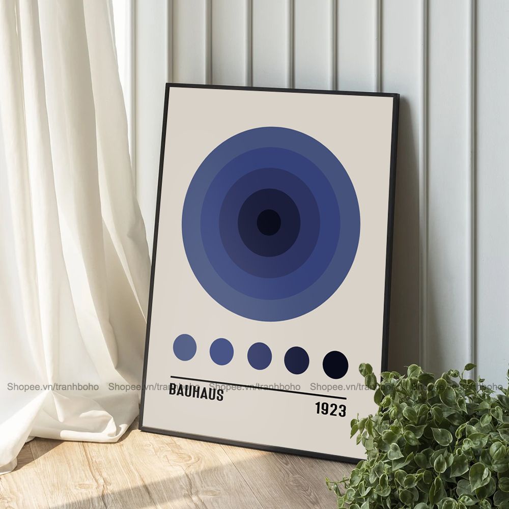 Tranh BAUHAUS trừu tượng treo tường kích thước 50*70cm, tặng kèm đinh 3 chân treo tranh, bảo hành 12 tháng