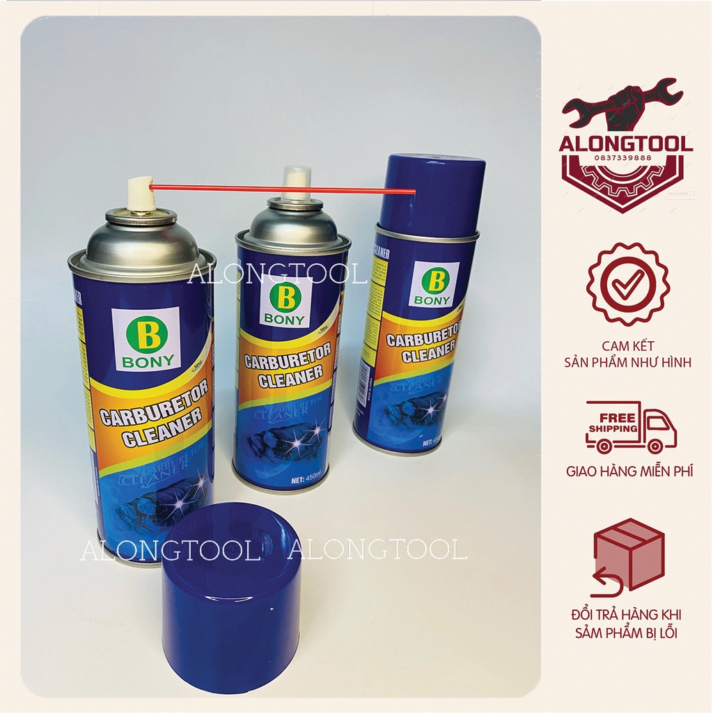 Nước tẩy rửa Chế hòa khí ALONGTOOL , bình xăng con BONY có vòi dài