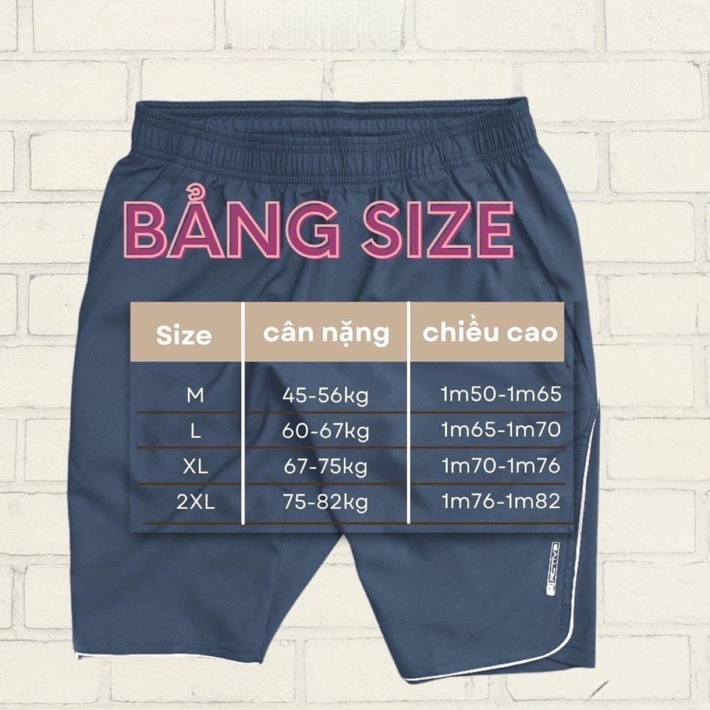 Quần Đùi Nam Thể Thao, Quần Short Nam Vải Gió 5S, Siêu Nhẹ, Bền Mầu, Thoáng Mát, Dáng Thể Thao, Hàng VNXK