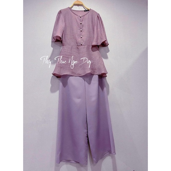 Rập giấy thiết kế, Rập giấy set bộ nữ pháp phục đi chùa tay phồng ôm eo peplum, Rập giấy A0 cắt sẵn
