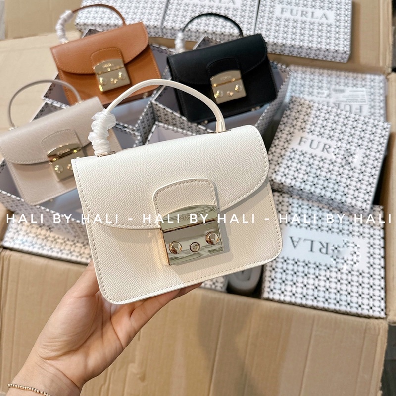 Túi Fur La quai xách kèm dây xích xinh xắn có hộp đựng