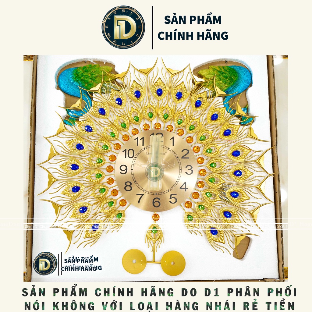 Đồng Hồ Treo Tường Con Chim Công Tài Lộc Chính Hãng D1 Home Kim Trôi Trang Trí Tường Decor - 18