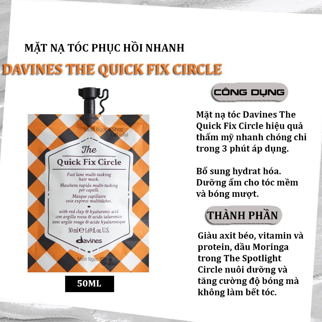 Mặt nạ tóc phục hồi nhanh Davines The Quick Fix Circle 50ML chính hãng