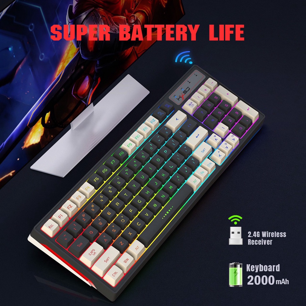 Bàn phím L900 giả cơ led RGB đa sắc màu, kết nối 2.4G Wireless sử dụng pin sạc trực tiếp tiện dụng