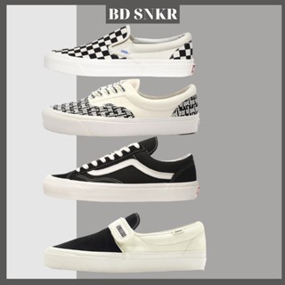 Giày VANS Caro lười viền trắng, giày thể thao VANS Đen Old Skool, VANS Classic Slip On Fear of God