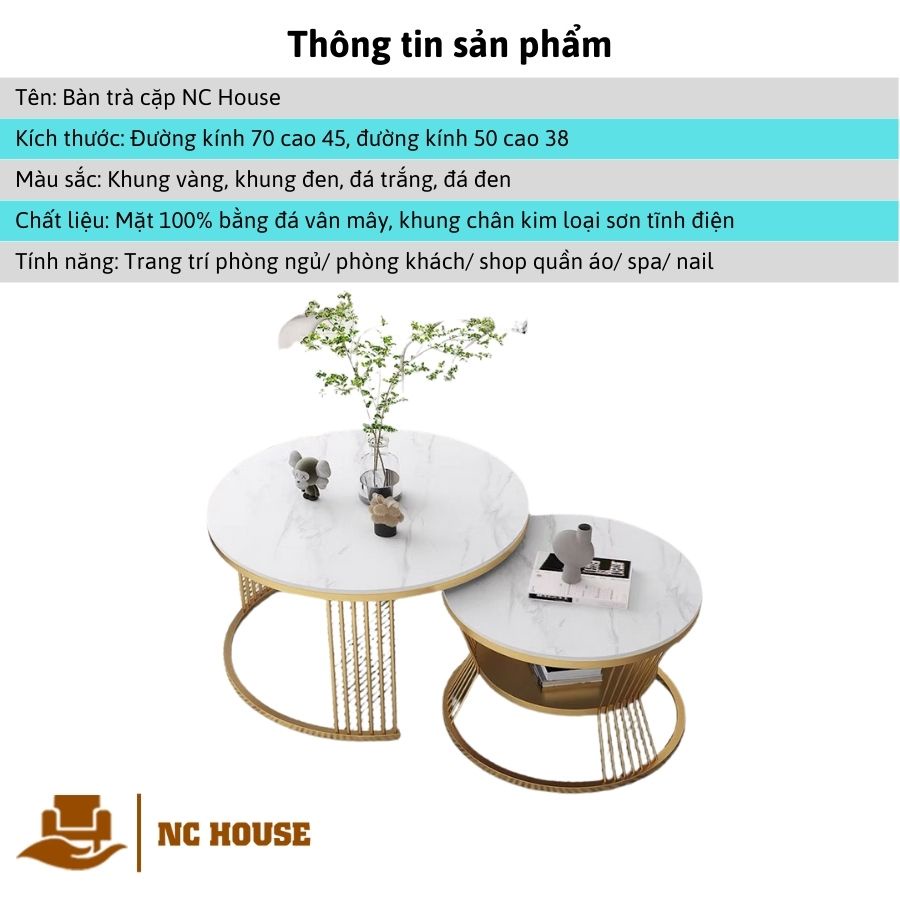 Đơn tỉnh ib shop - Bàn trà sofa phòng khách mặt đá tròn 6 nan sang trọng, hiện đại (bàn nhỏ có ngăn) | BigBuy360 - bigbuy360.vn