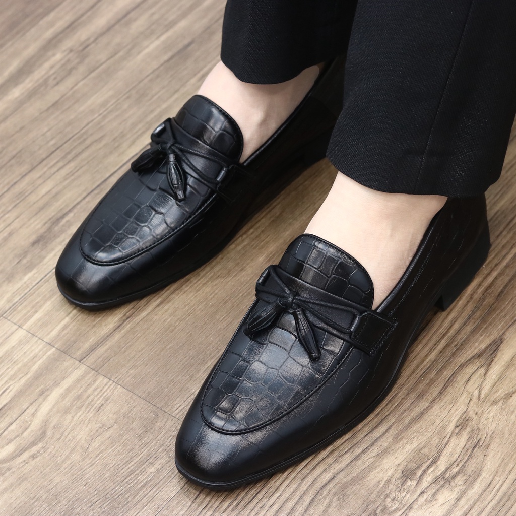 Giày Lười Nam Công Sở XOĂN SHOP Phong Cách Hàn Quốc Da Thật Nappa Có Chuông Mã G071