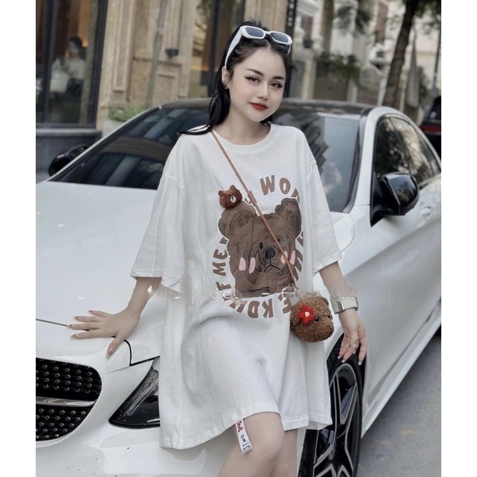 Váy suông gấu kèm túi xách Miro fashion form rộng cotton co dãn 4 chiều thoải mái