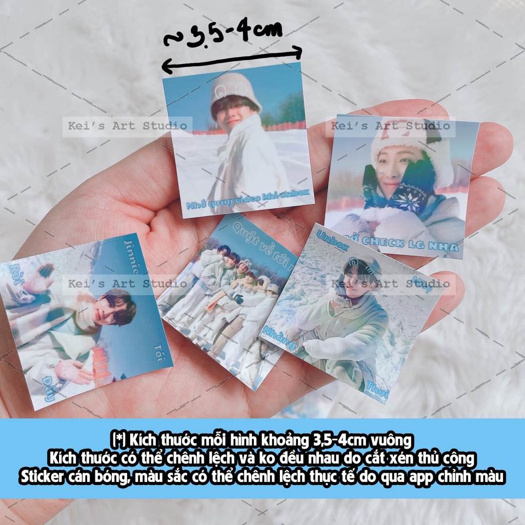 Set 80 cái sticker tem niêm phong BTS size 3,5 - 4cm vuông, cán bóng, cắt rời sẵn